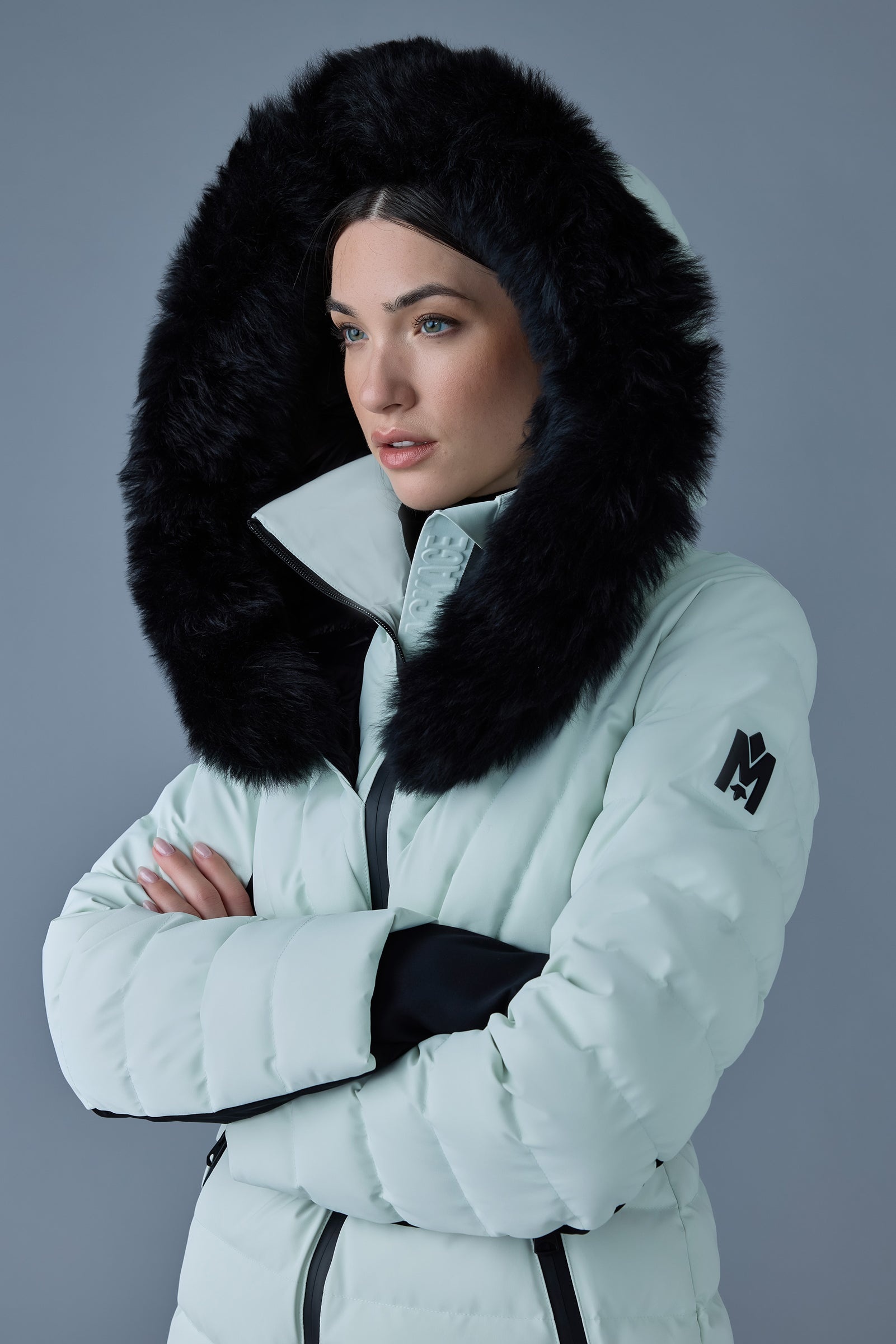 ELITA Down ski jacket with removable blue fox fur trim - 5