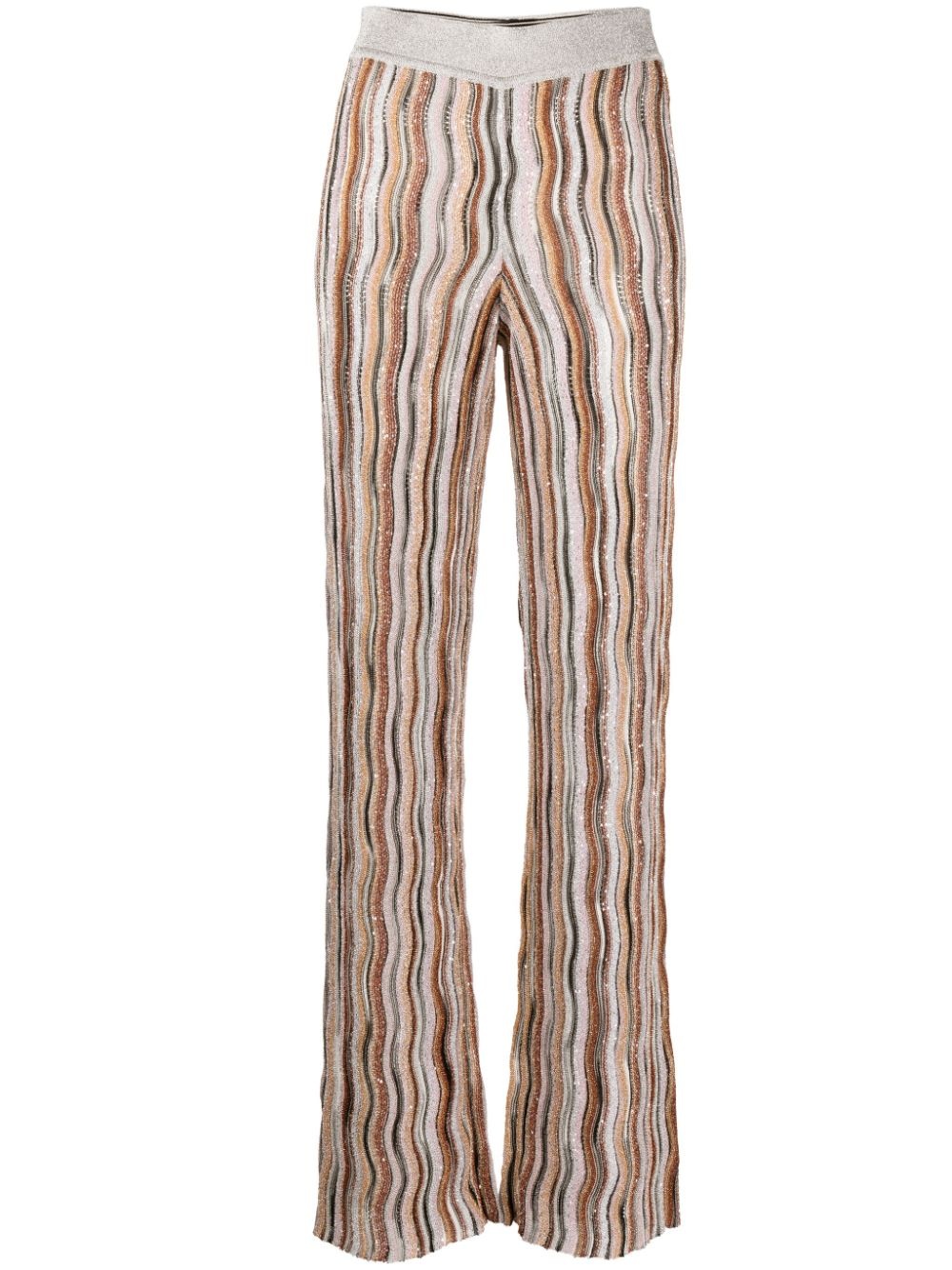 striped sequined flared trousers - 1