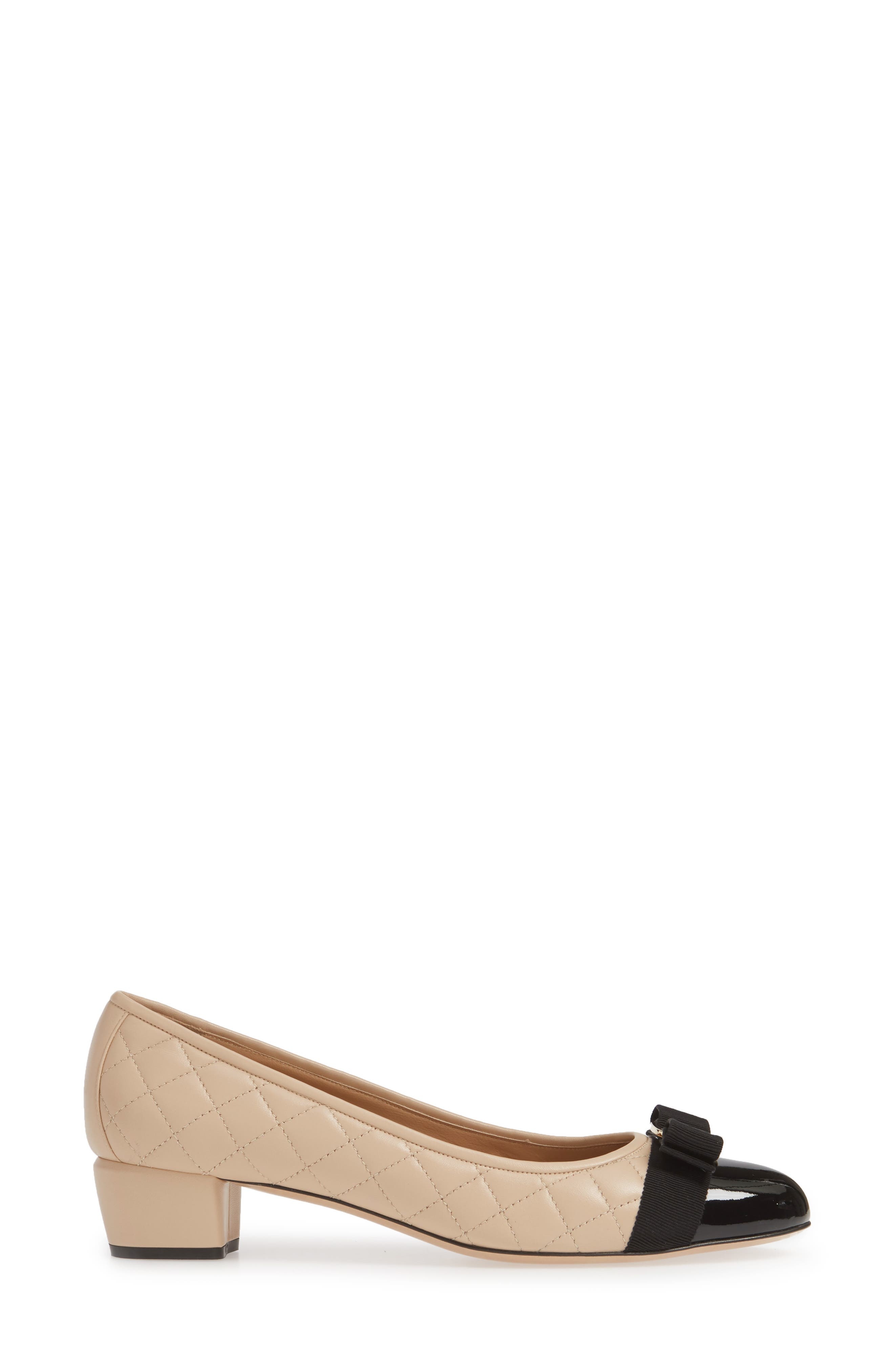 FERRAGAMO Vara Bow Pump in Bisque/Black at Nordstrom - 3