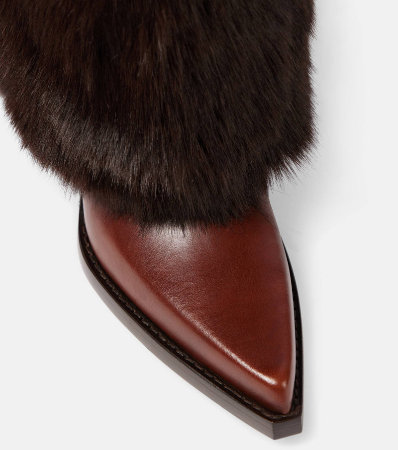 Faux fur and leather knee-high boots 5