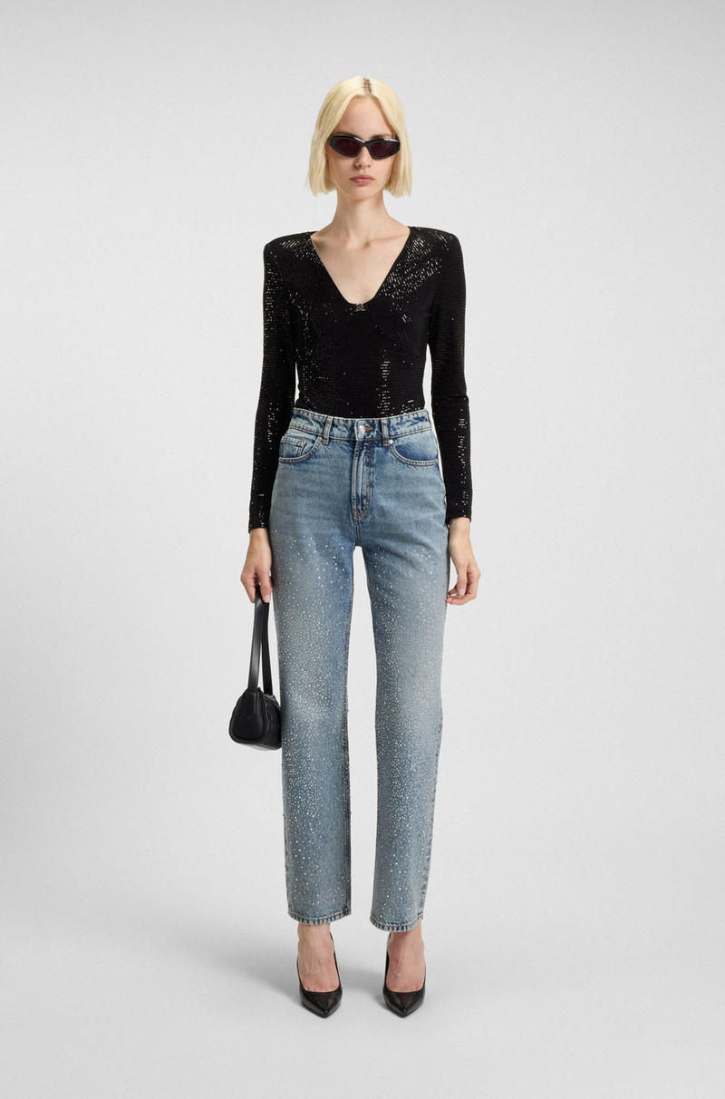 HUGO SPARKLING BODYSUIT IN STRETCH JERSEY WITH STACKED-LOGO TRIM outlook