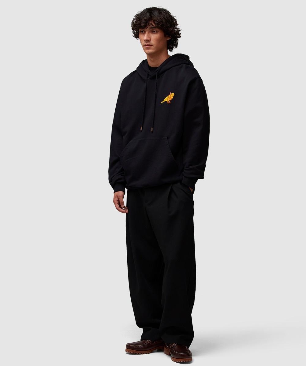 ★J W ANDERSON★ Canary embroidery hood black JW0186PG163299 JW Anderson Canary Embroidered Cotton Drawstring Hoodie
