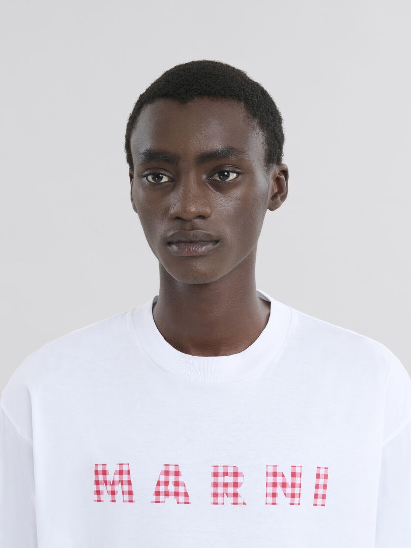 CREW NECK T-SHIRT WITH CHECKED MARNI LOGO - 4