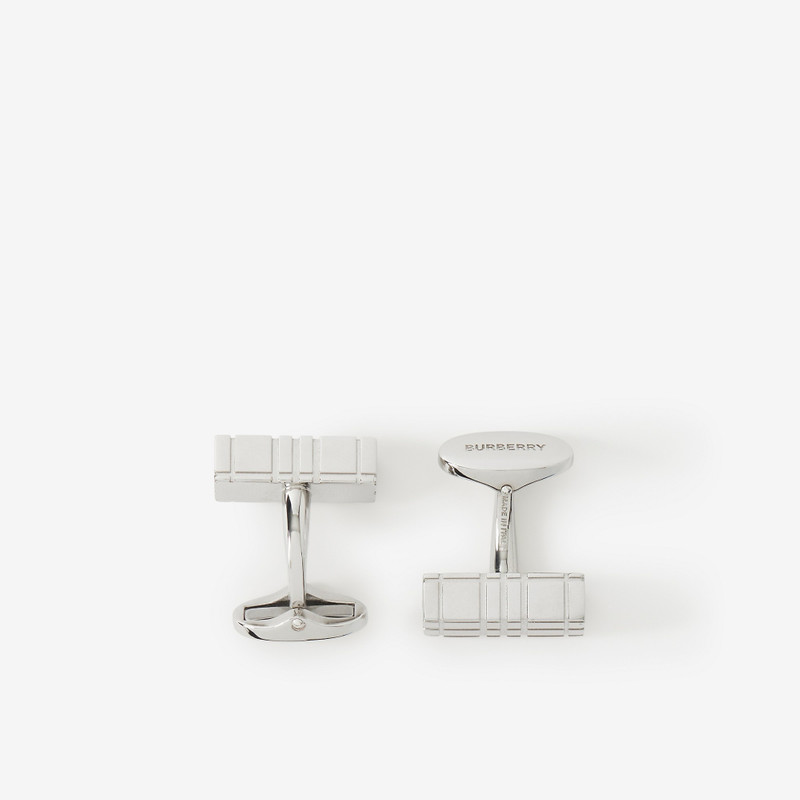 Burberry Check Engraved Palladium-plated Cufflinks outlook