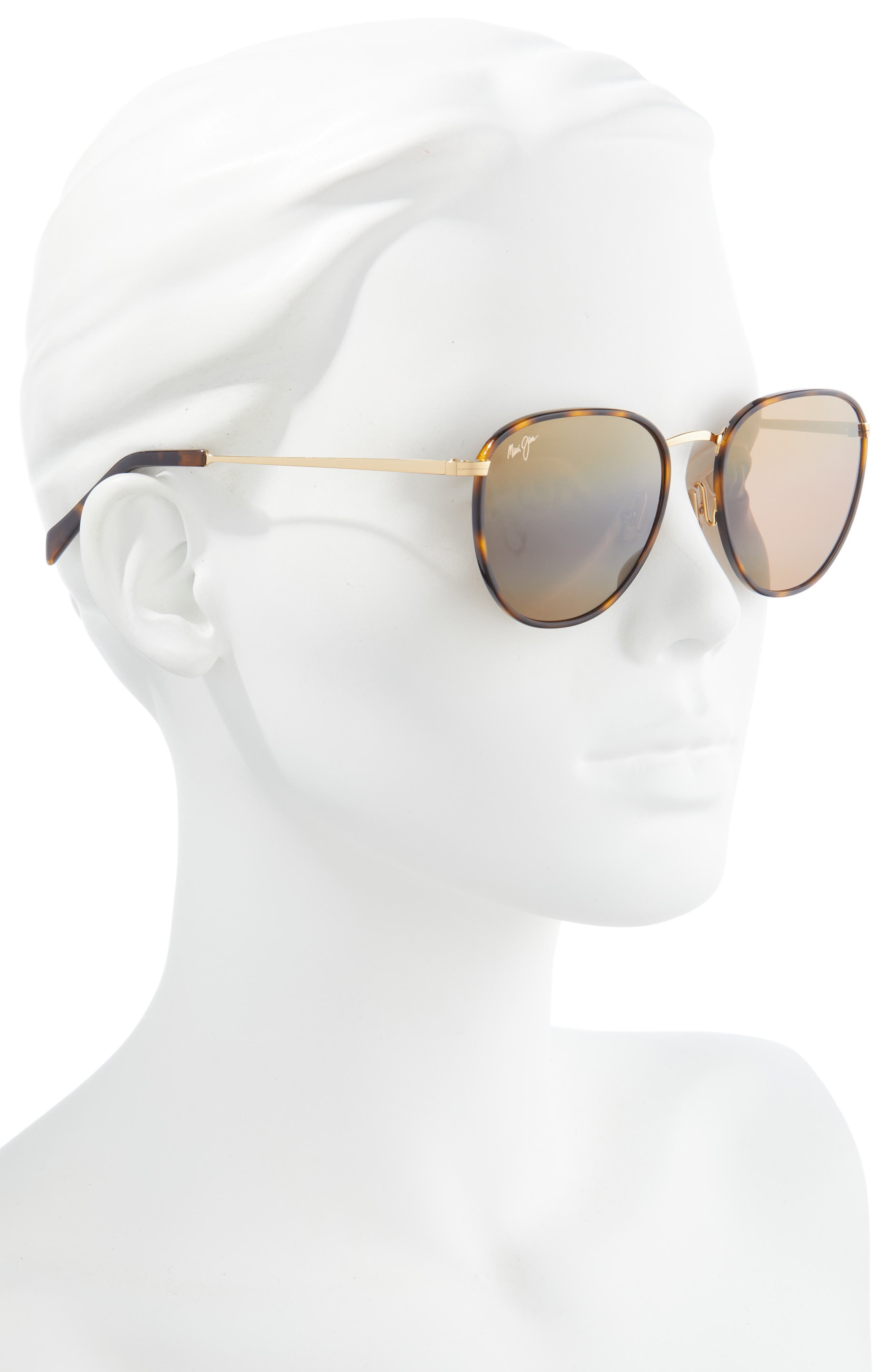 Maui Jim Noni 54mm PolarizedPlus® Round Sunglasses in Tortoise With Gold/Hcl Bronze at Nordstrom - 3