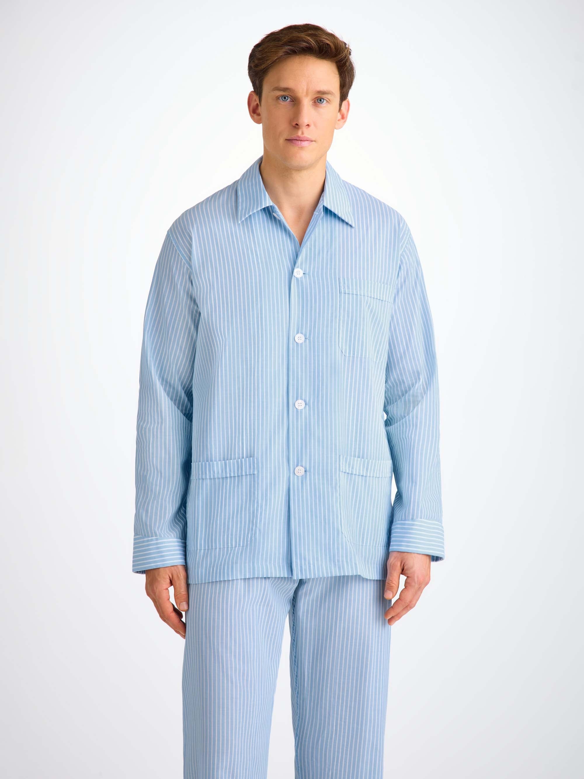 Men's Classic Fit Pajamas Amalfi 21 Cotton Batiste Blue - 5