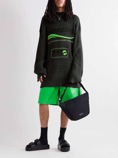 BALENCIAGA Oversized Logo-Print Ribbed Cotton Sweater outlook