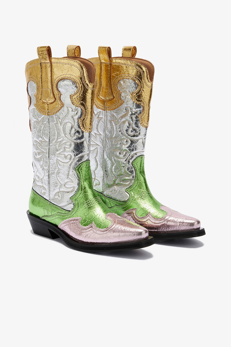 GANNI MID SHAFT EMBROIDERED WESTERN BOOTS outlook