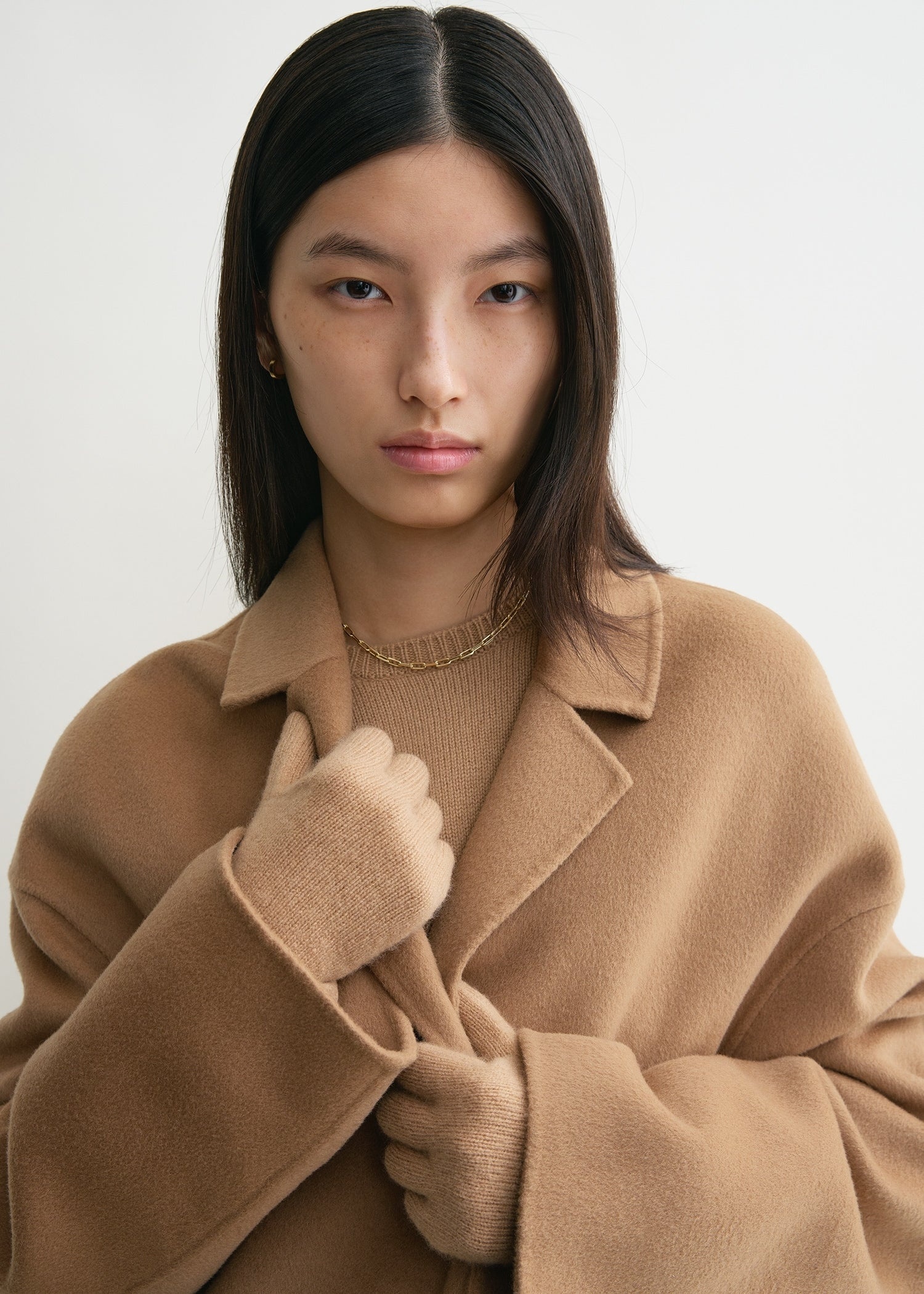 Long knit gloves camel - 2