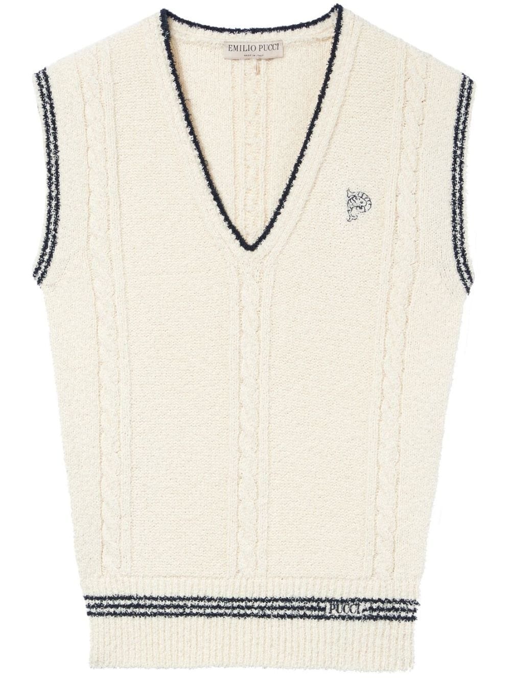 cable-knit embroidered vest - 1