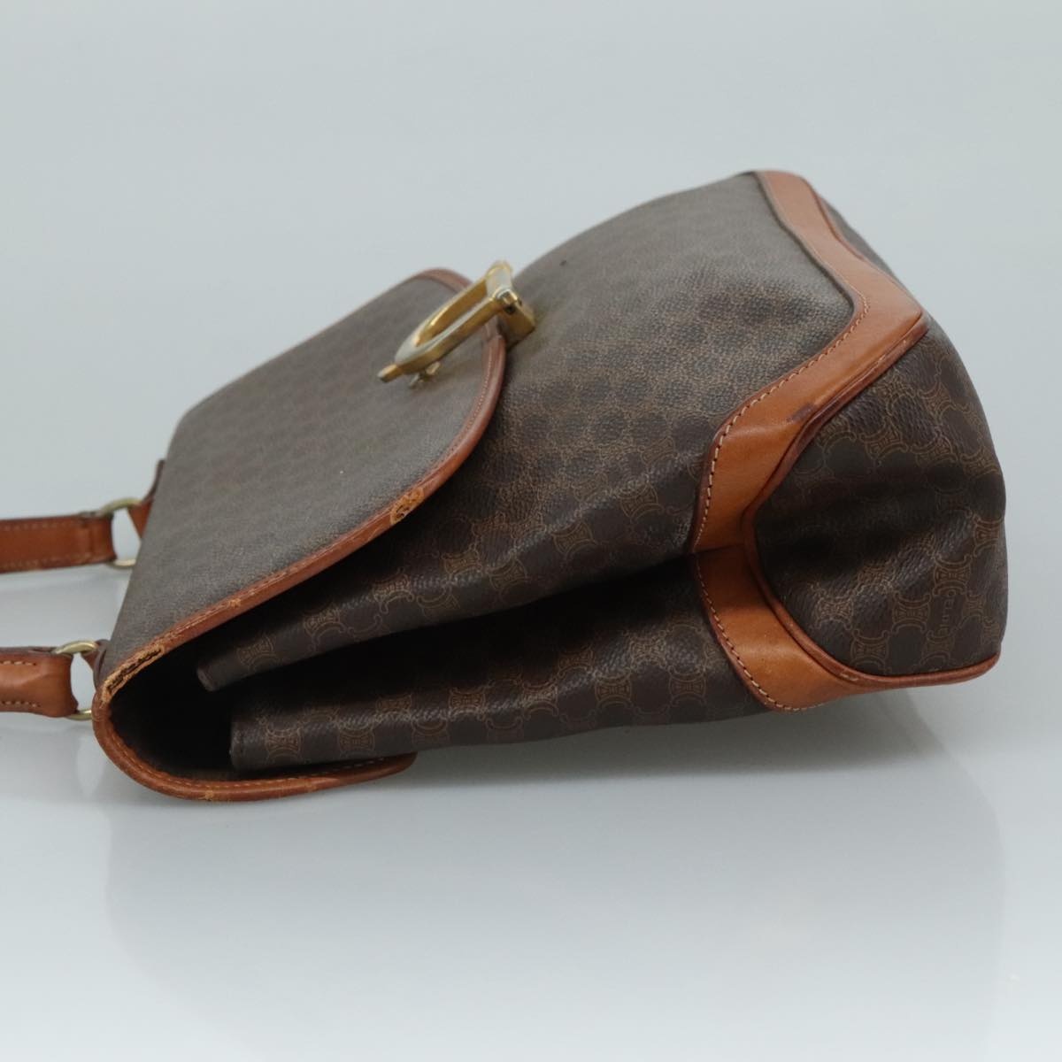 CELINE Macadam Canvas Hand Bag Pvc Leather Brown - 4
