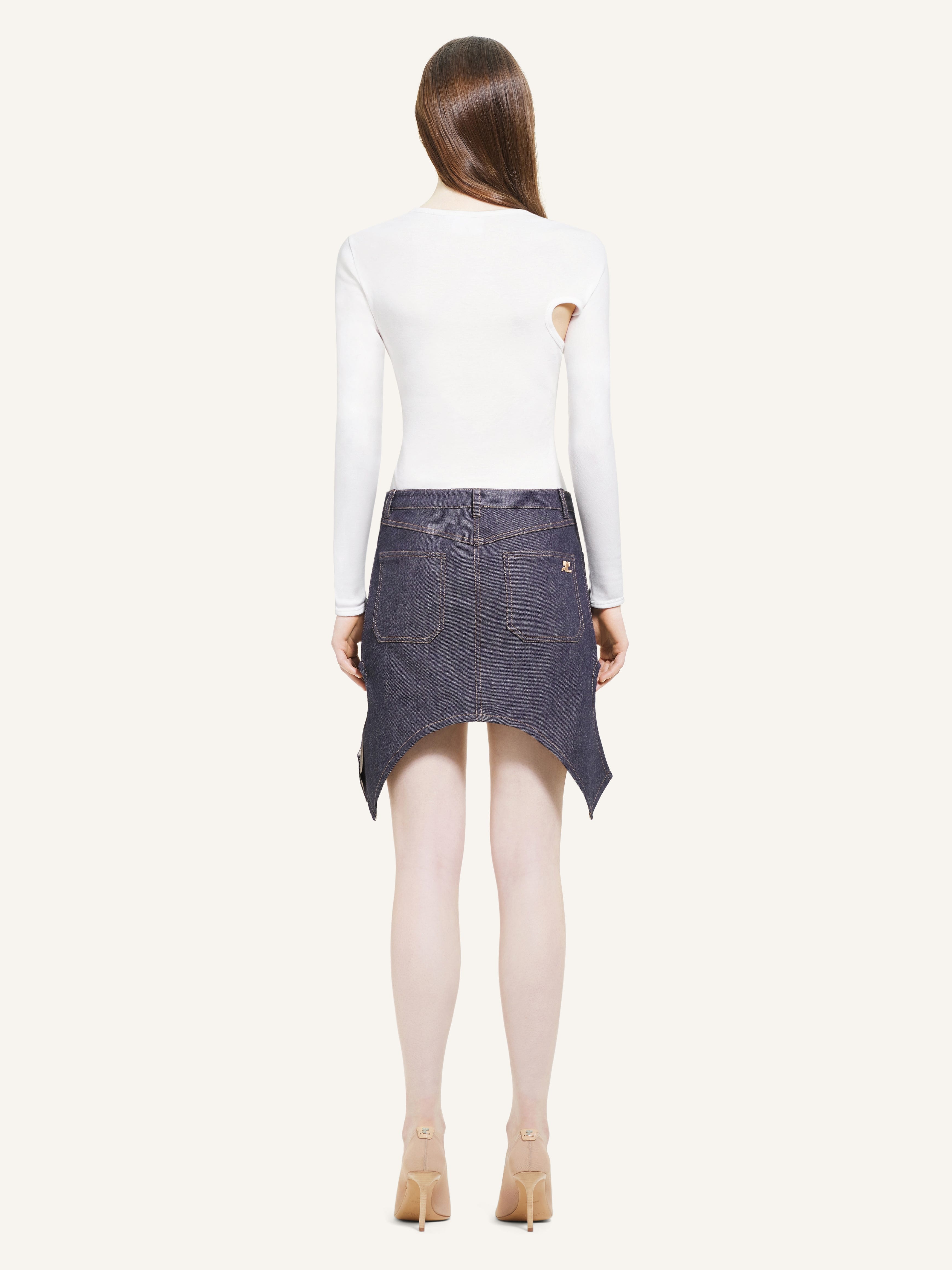 REVERSED MINI DENIM SKIRT - 4