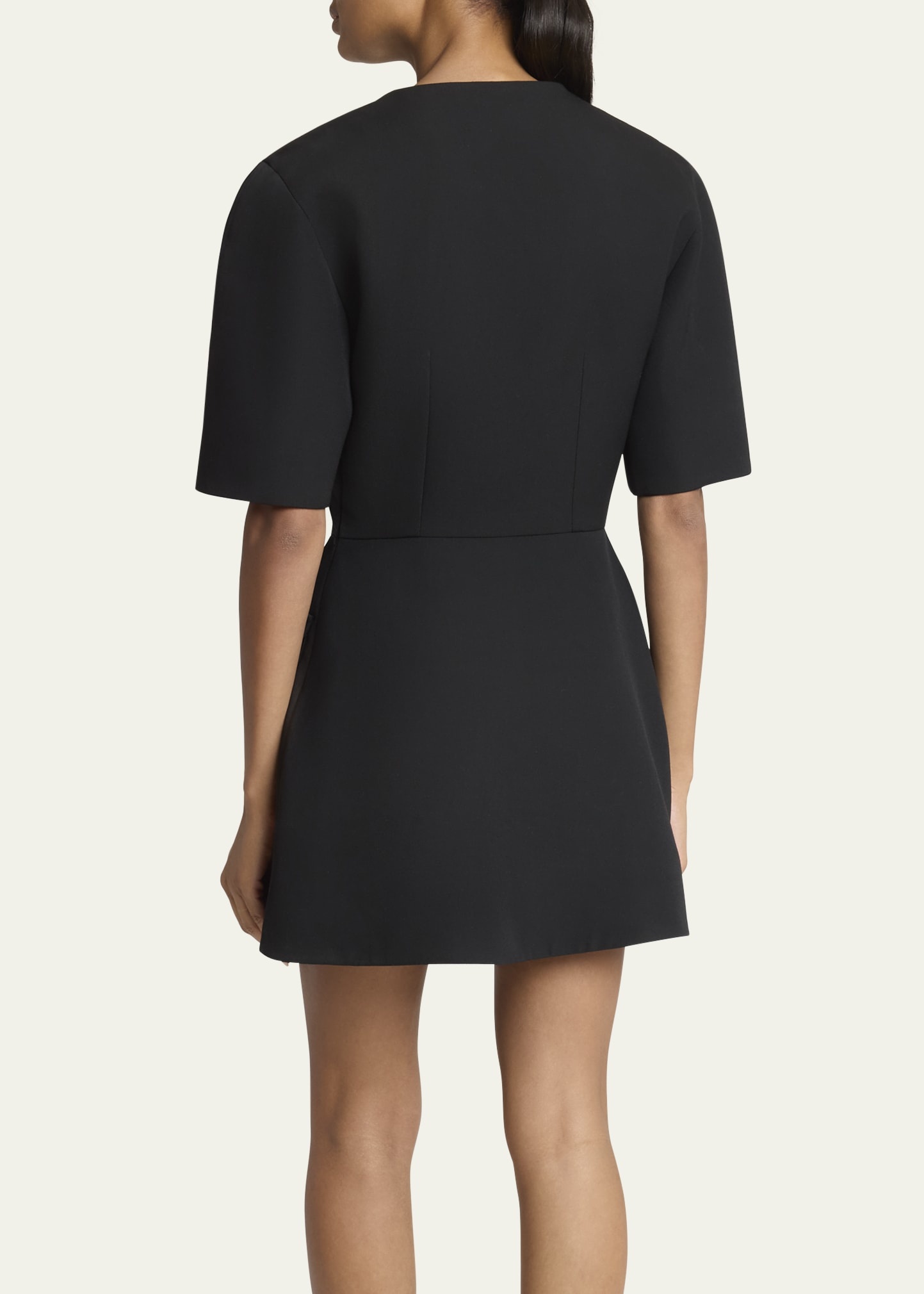 Short-Sleeve Patch-Pocket Mini Cocoon Dress - 3