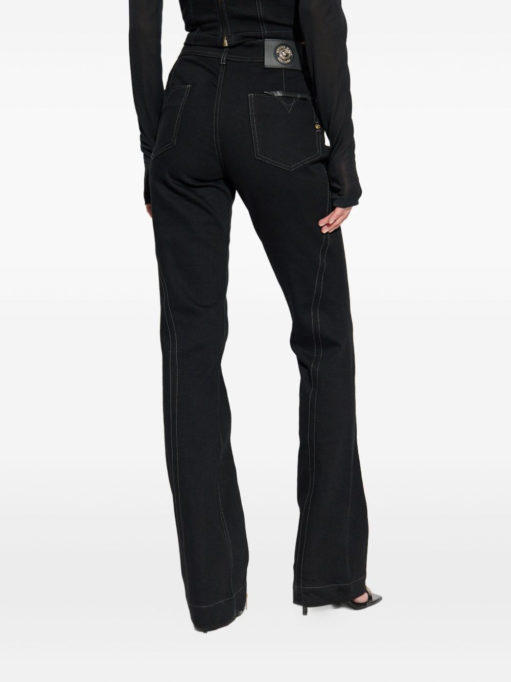 zip-detail topstitched denim jeans - 4