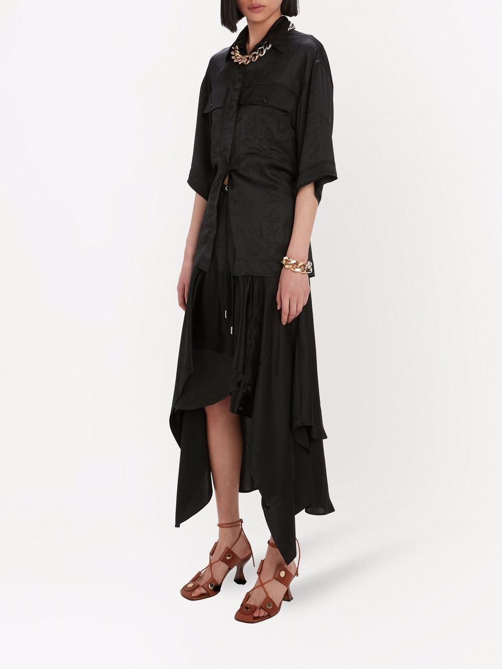 layered asymmetric midi skirt - 3