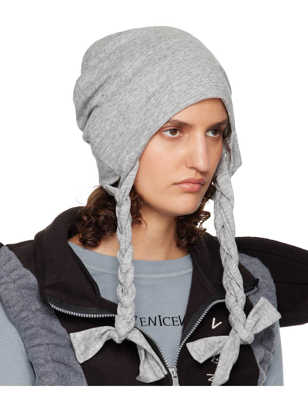 Gray Pigtail Beanie - 2