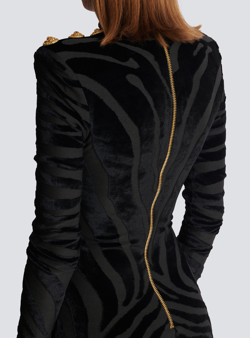 Short zebra-print velvet dress 6