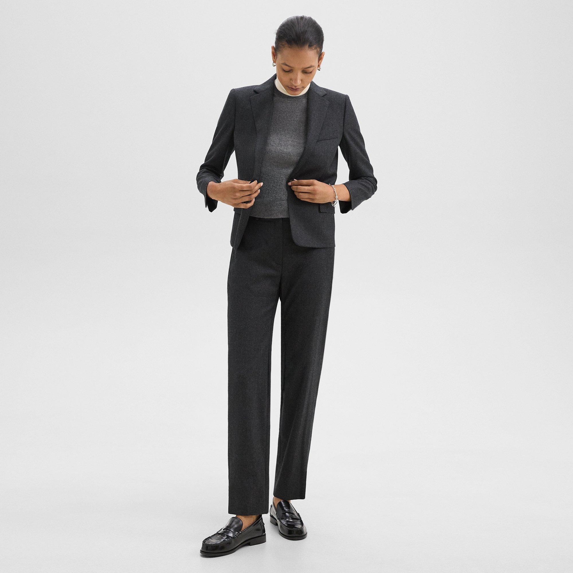 Single-Button Blazer in Sleek Flannel - 6