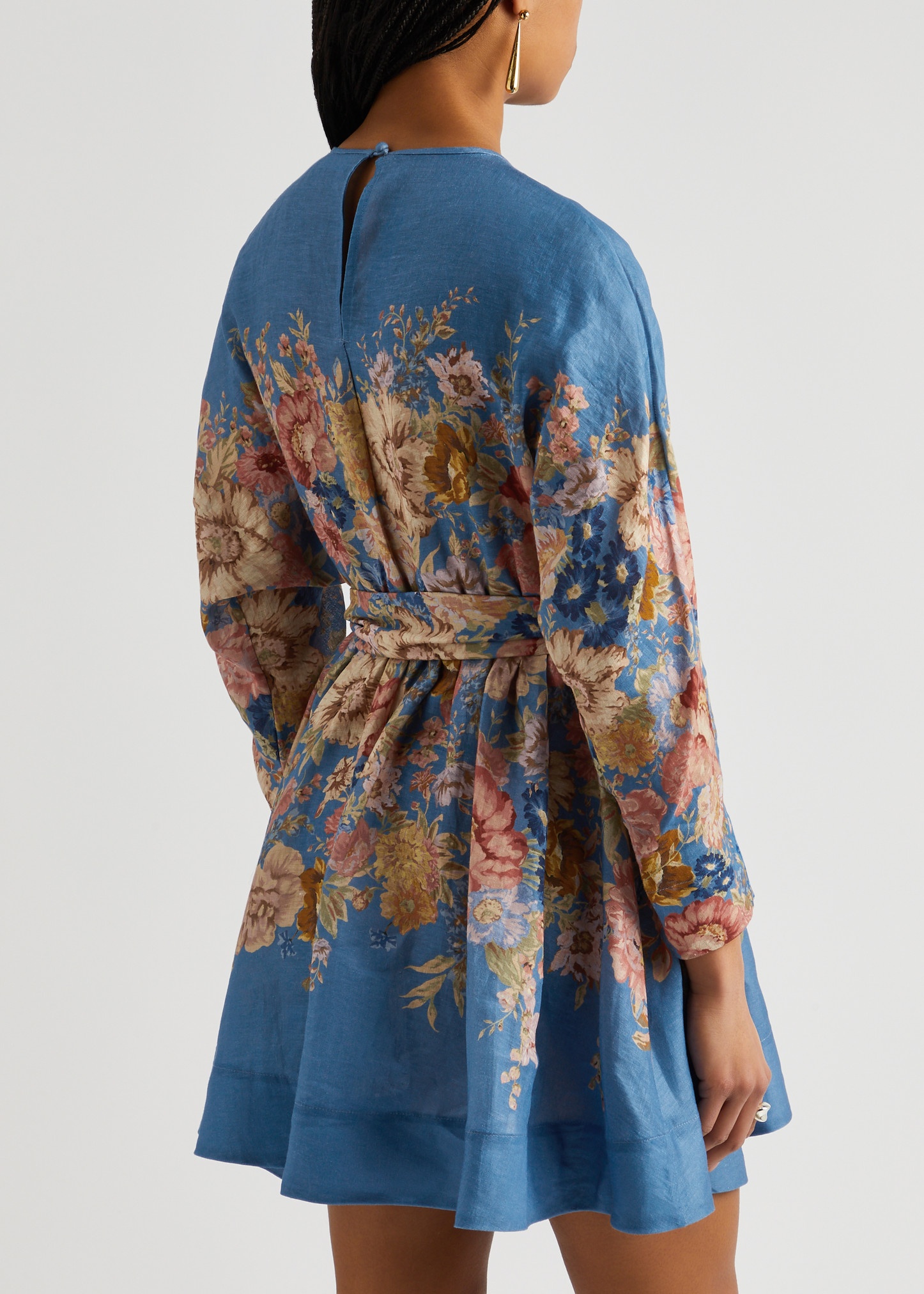 August floral-print linen mini dress - 3