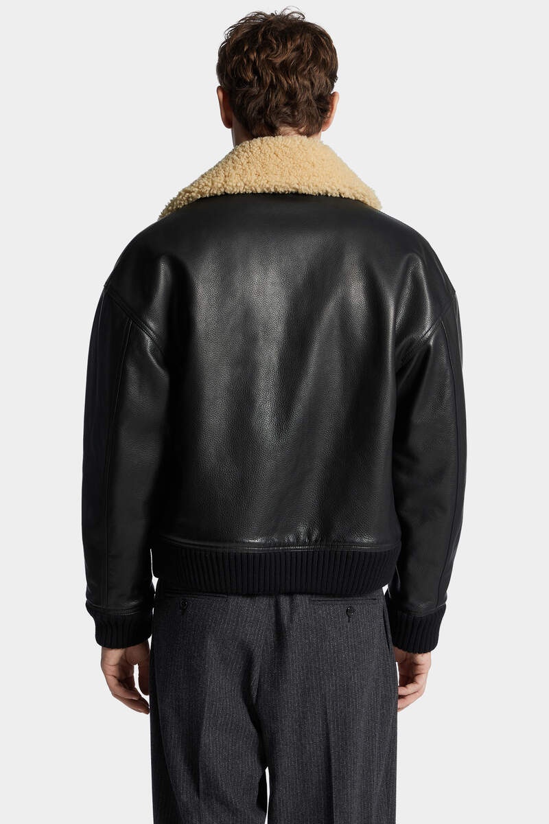 LEATHER AVIATOR BOMBERÂ - 4