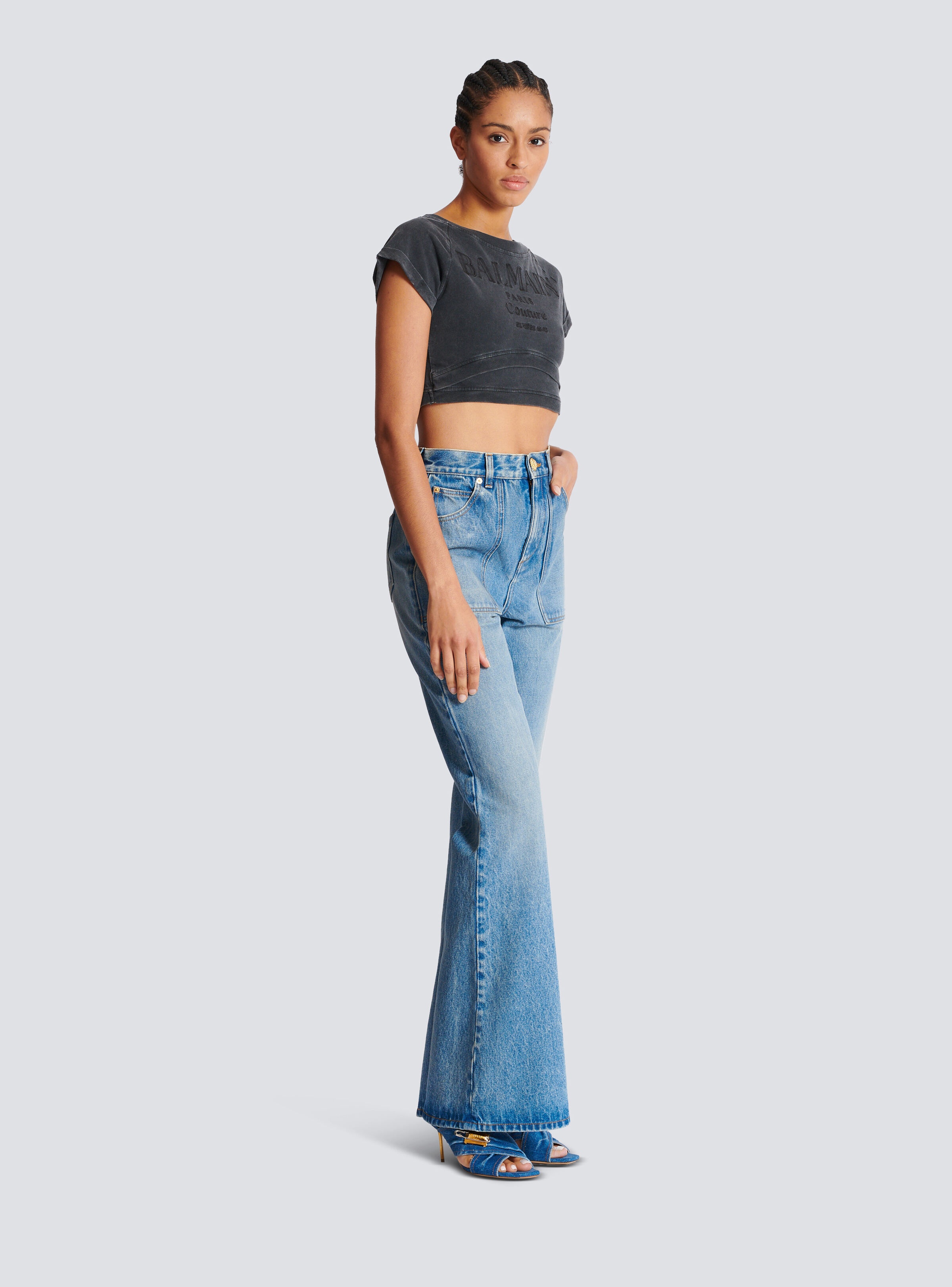 Cropped Balmain Couture embroidered T-shirt - 2