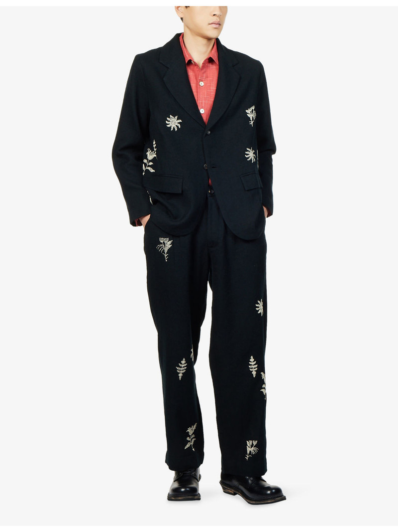 KARTIK RESEARCH Floral Motif Embroidered Single-Breasted Wool Blazer outlook