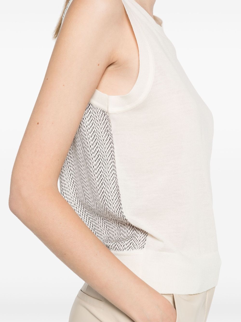 abstract pattern-detail sleeveless knitted top - 5