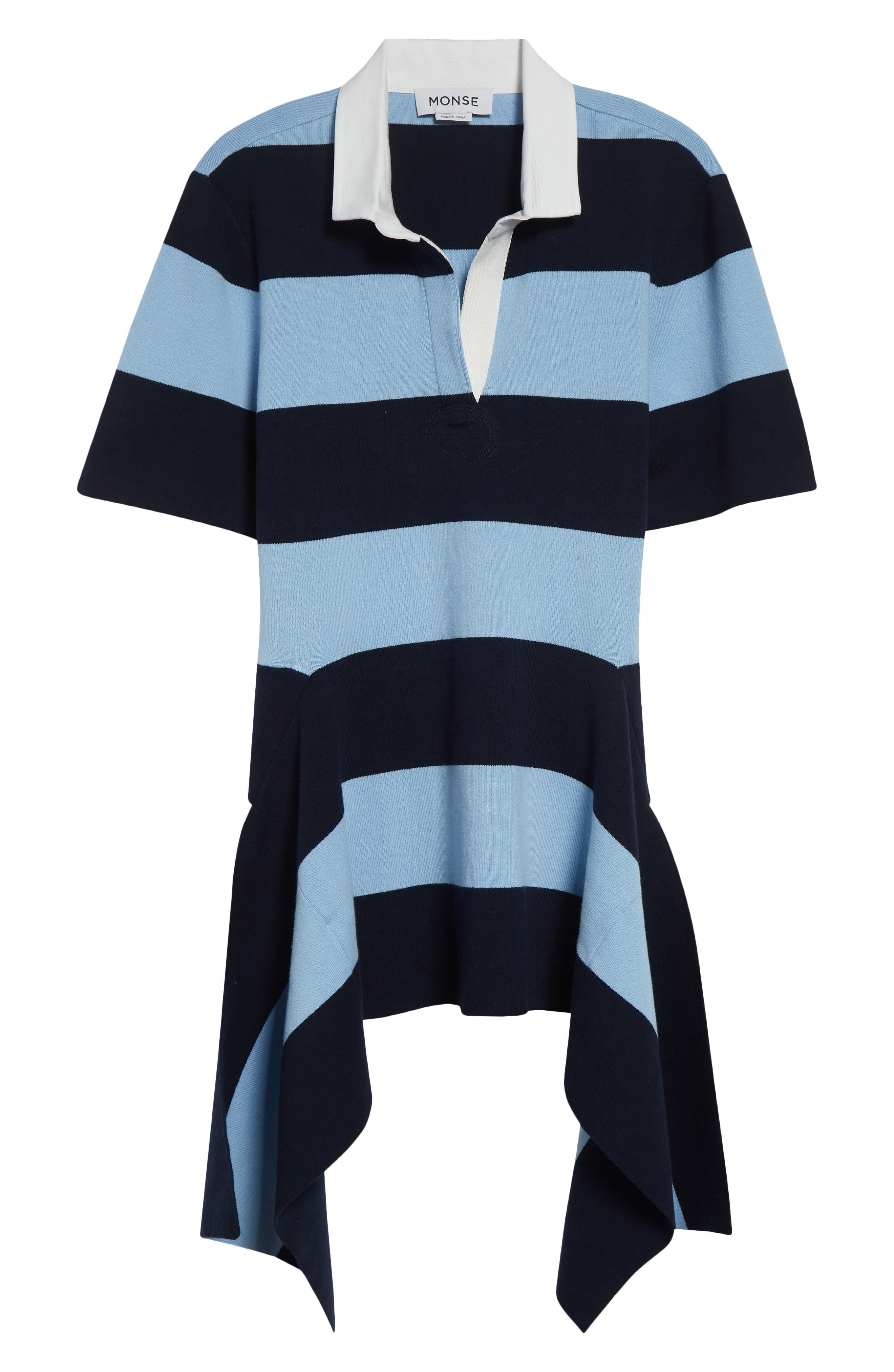 MONSE Stripe Cascade Rugby Polo in Navy Stripe at Nordstrom - 6