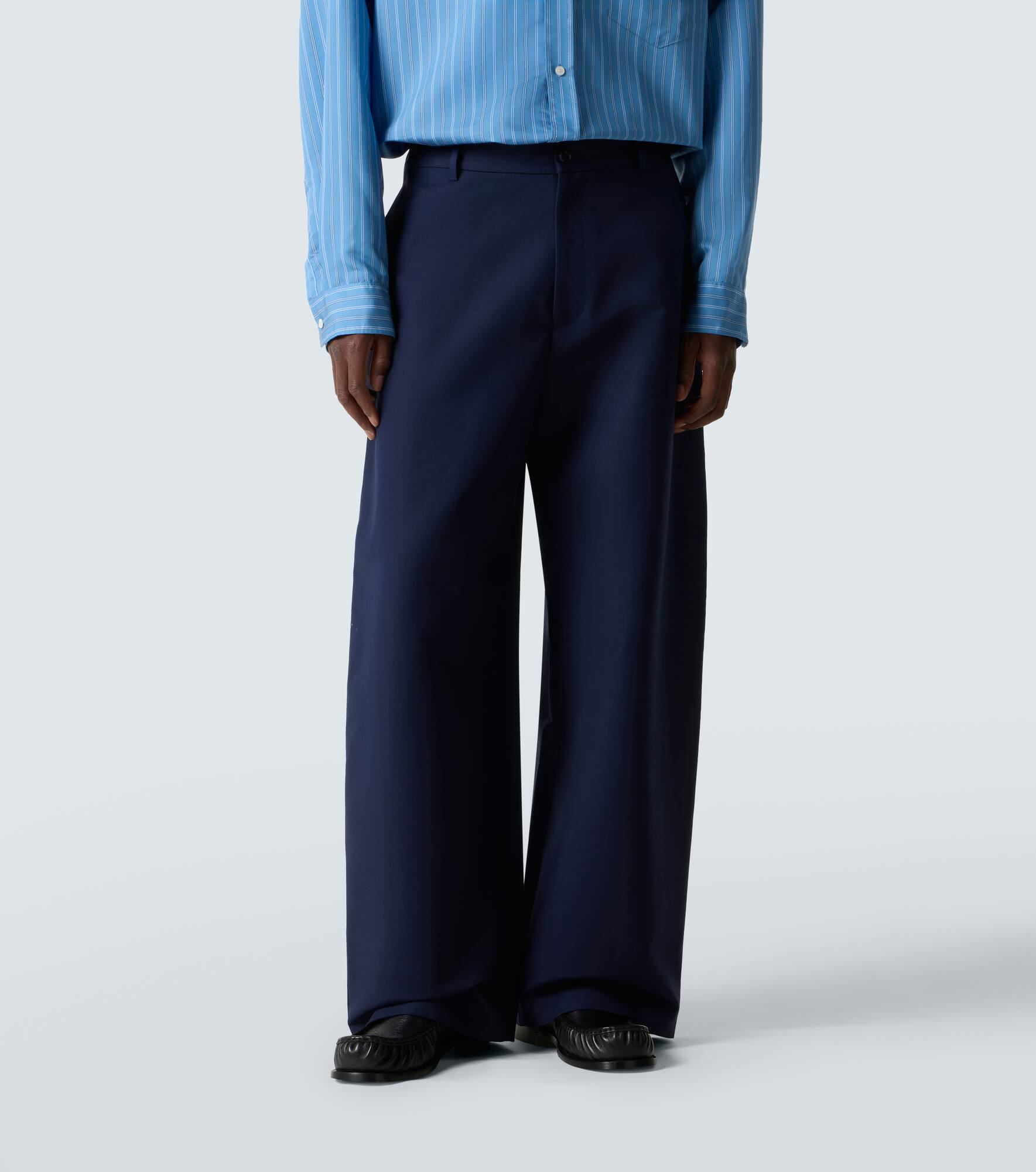 Mid-rise cotton satin wide-leg pants - 3