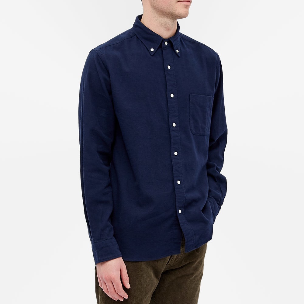 Beams Plus Button Down Solid Flannel Shirt - 3