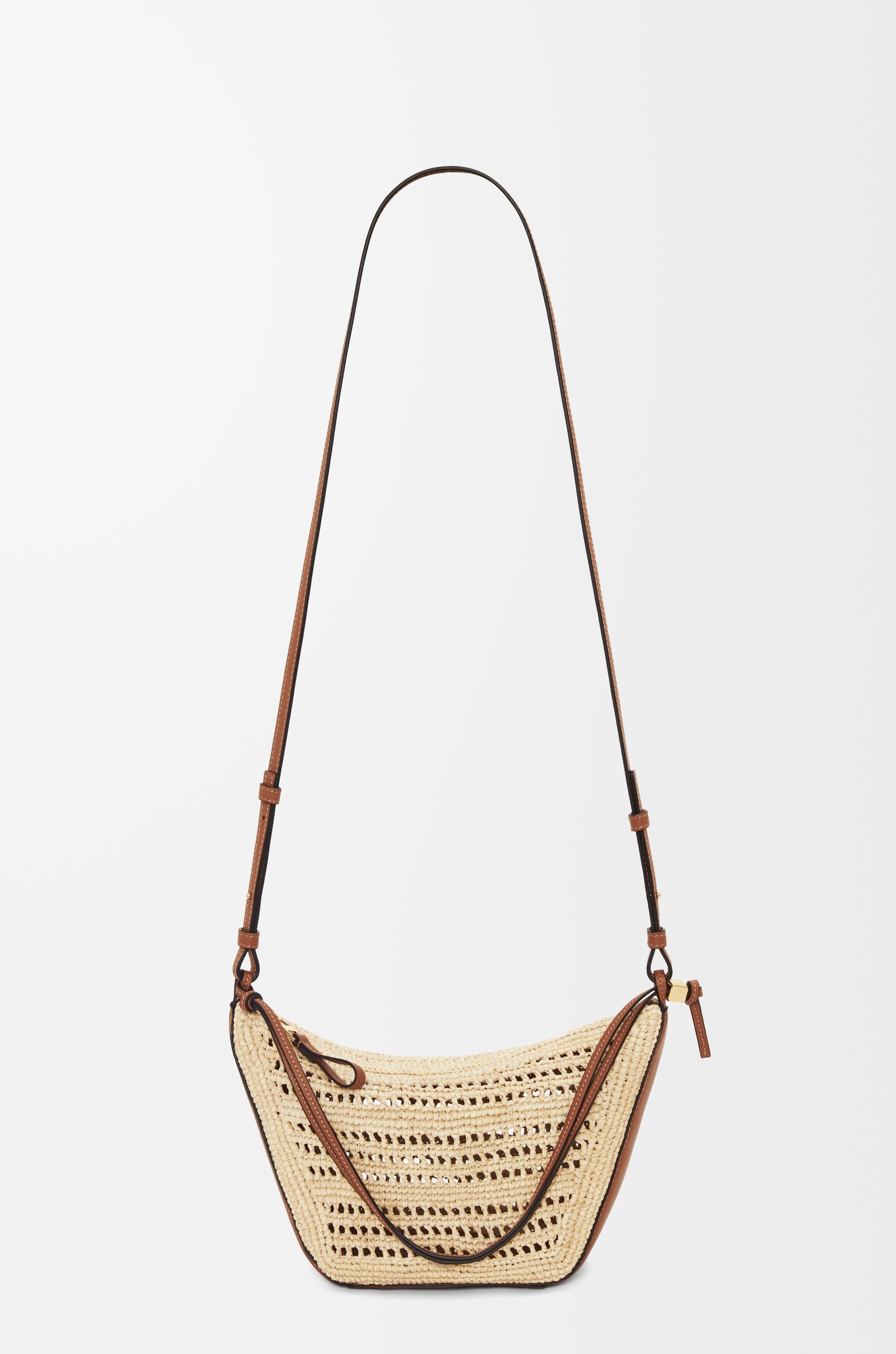 Mini Hammock Hobo in raffia and calfskin - 8