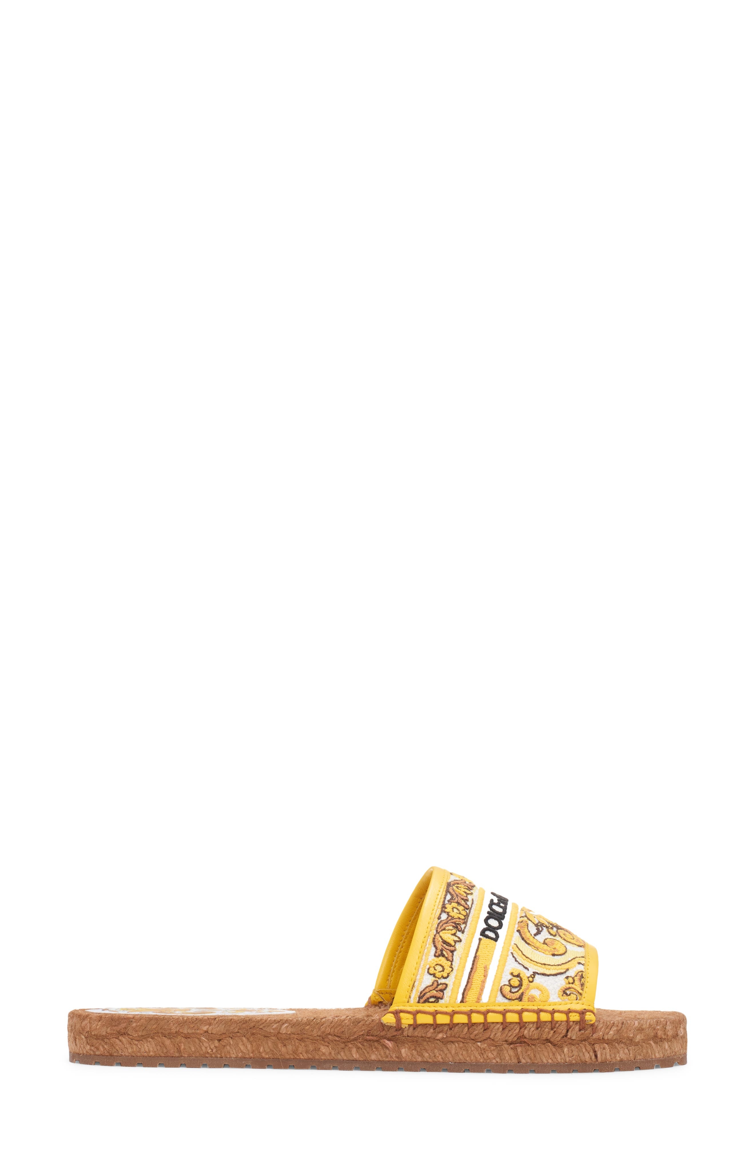 Dolce&Gabbana Majolica Print Espadrille Slide Sandal in Multicolor/Sole at Nordstrom - 3