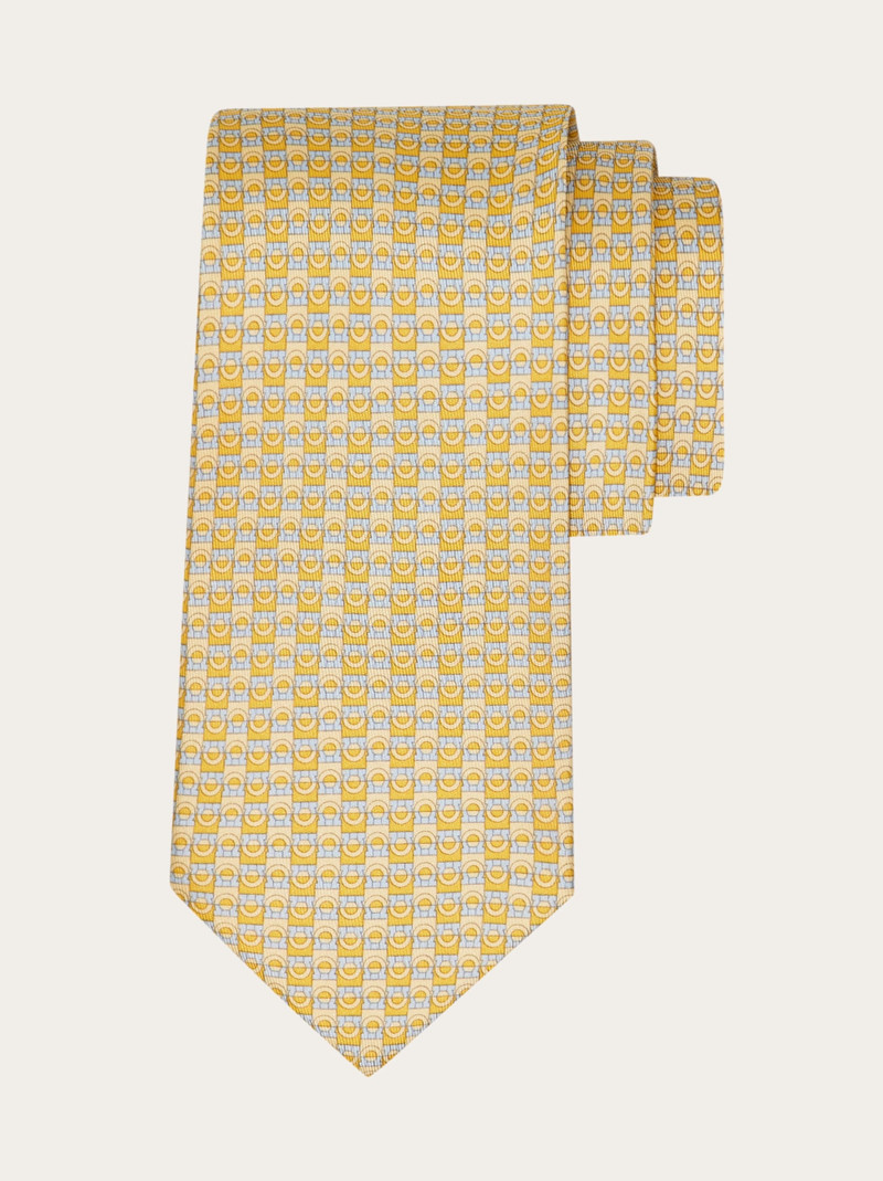 Gancini bicolor print silk tie 1
