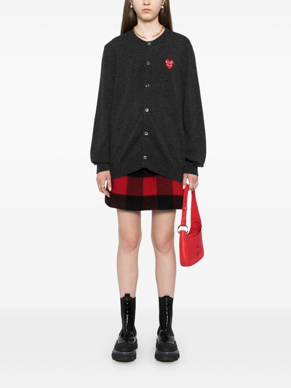 heart-patch wool cardigan - 3