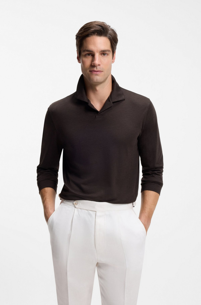 WOOL-BLEND POLO SHIRT WITH JOHNNY COLLAR 2