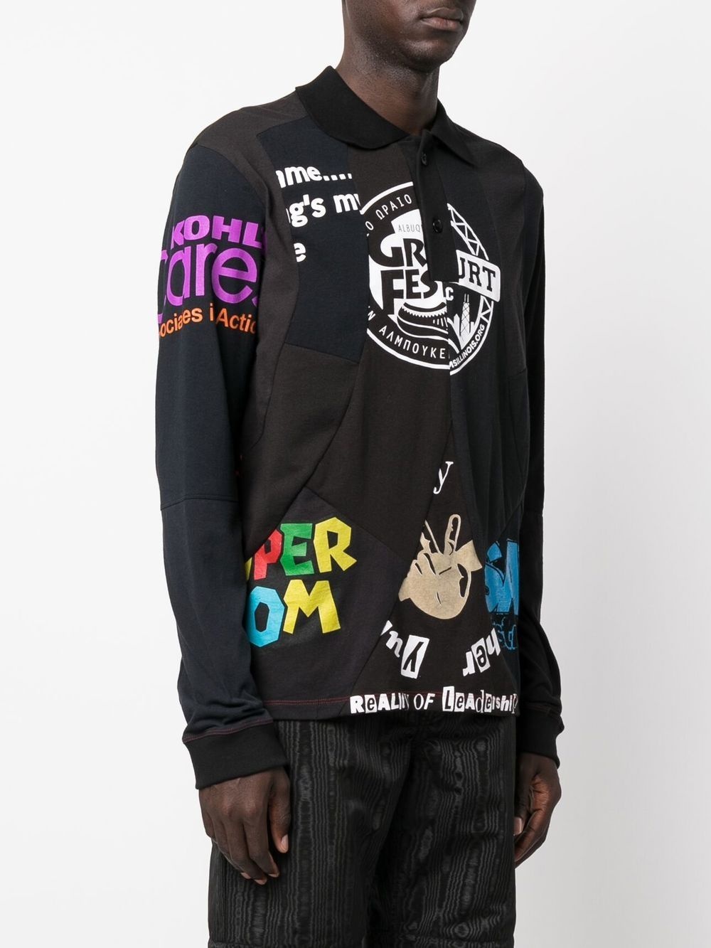 graphic-print long-sleeve polo shirt - 3