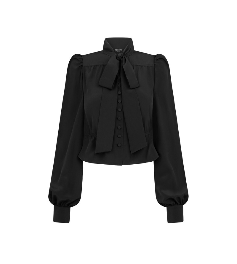 LONG SLEEVE GATHERED LAVALLIERE BLOUSE 1