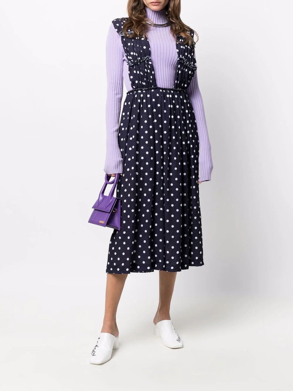 polka-dot pleated dungaree skirt - 2