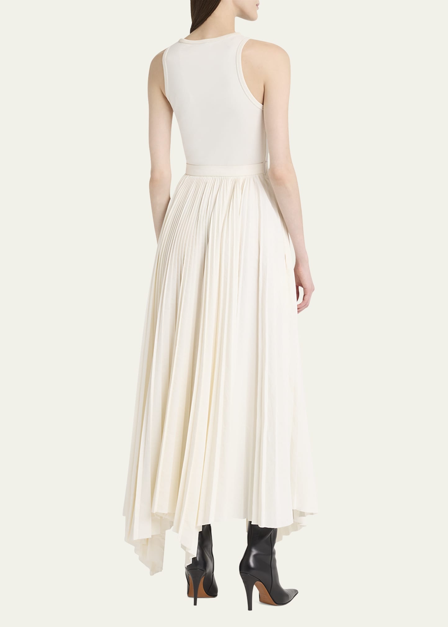 Sleeveless Pleated Skirt Maxi Dress - 3