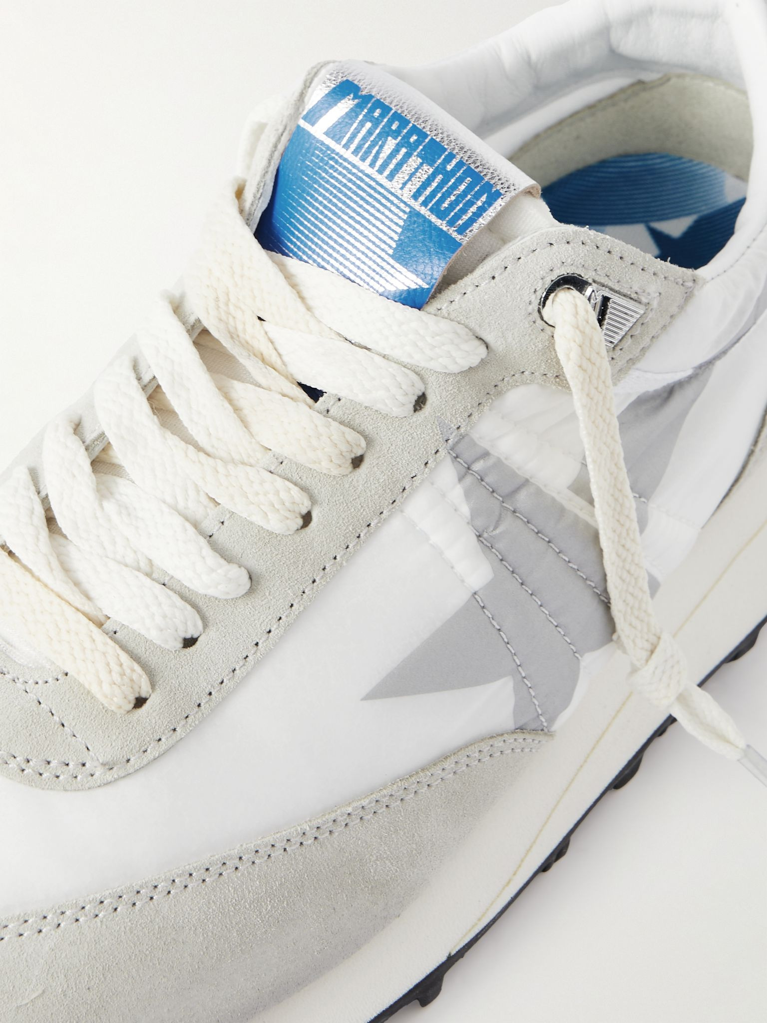 Marathon Leather and Suede-Trimmed Nylon Sneakers White - 6