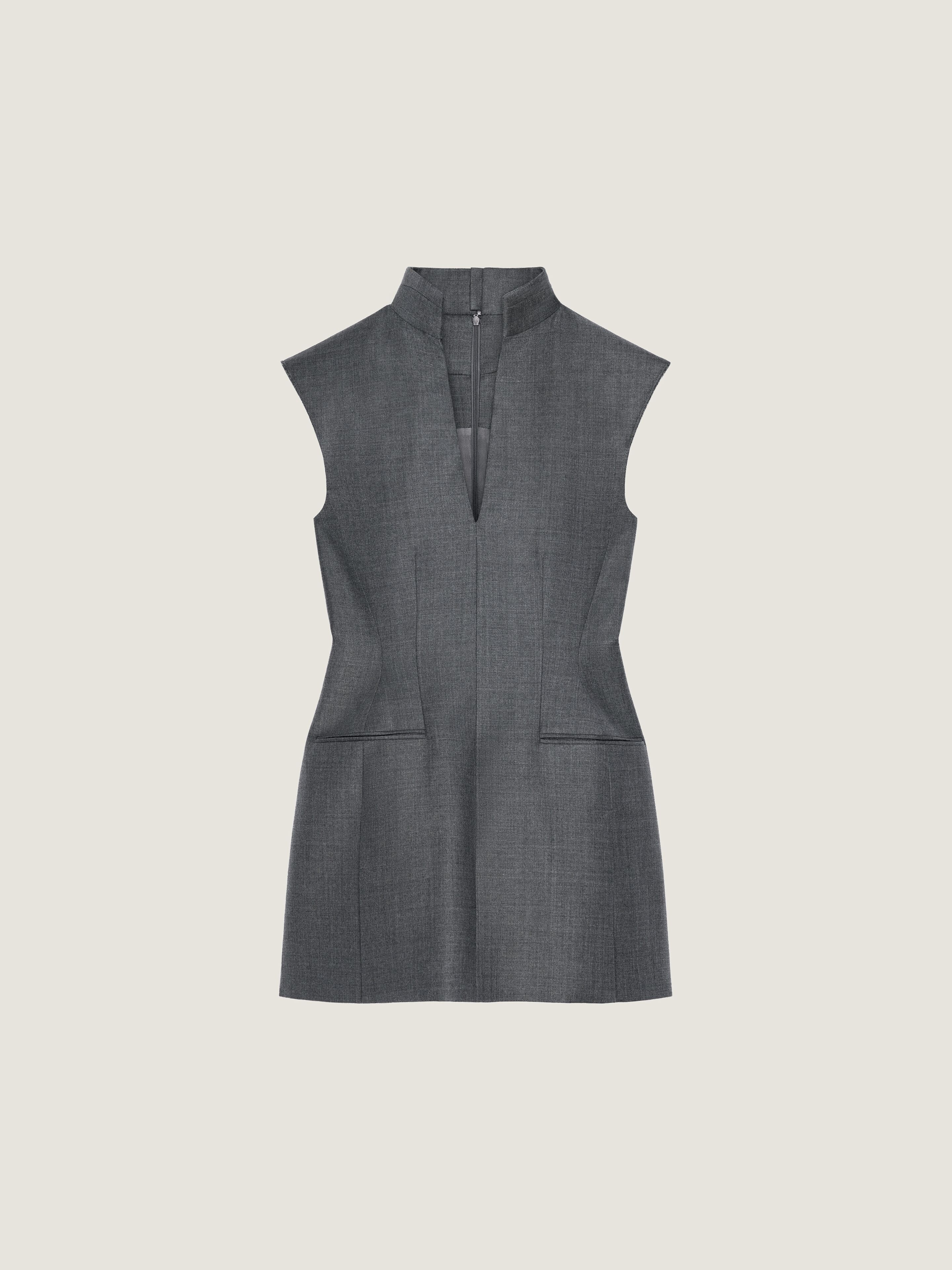 SLEEVELESS TAILORED DRESS IN WOOL - 1