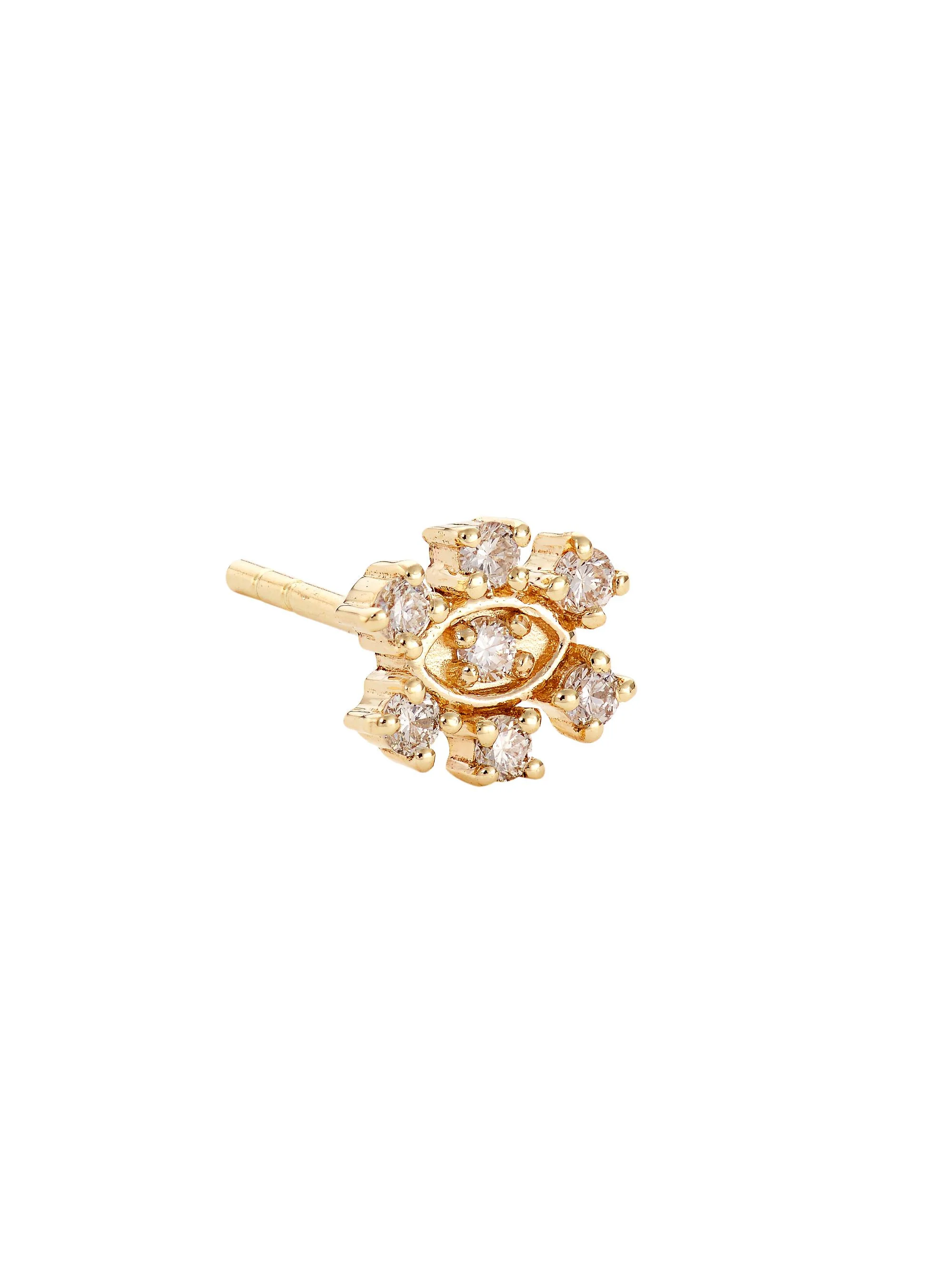 Women's 14K Yellow Gold & Diamond Evil-Eye Stud Earring - 1