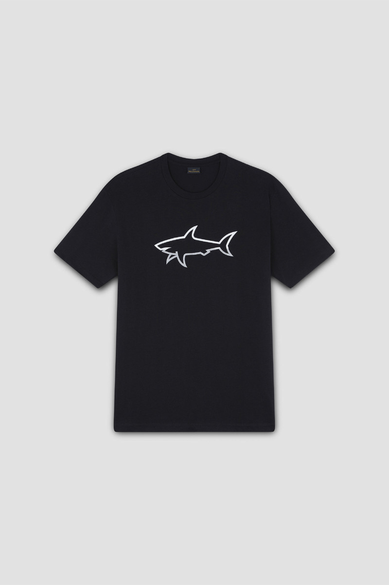 T-SHIRT IN COTTON JERSEY WITH REFLECTIVE SHARK PRINT 1