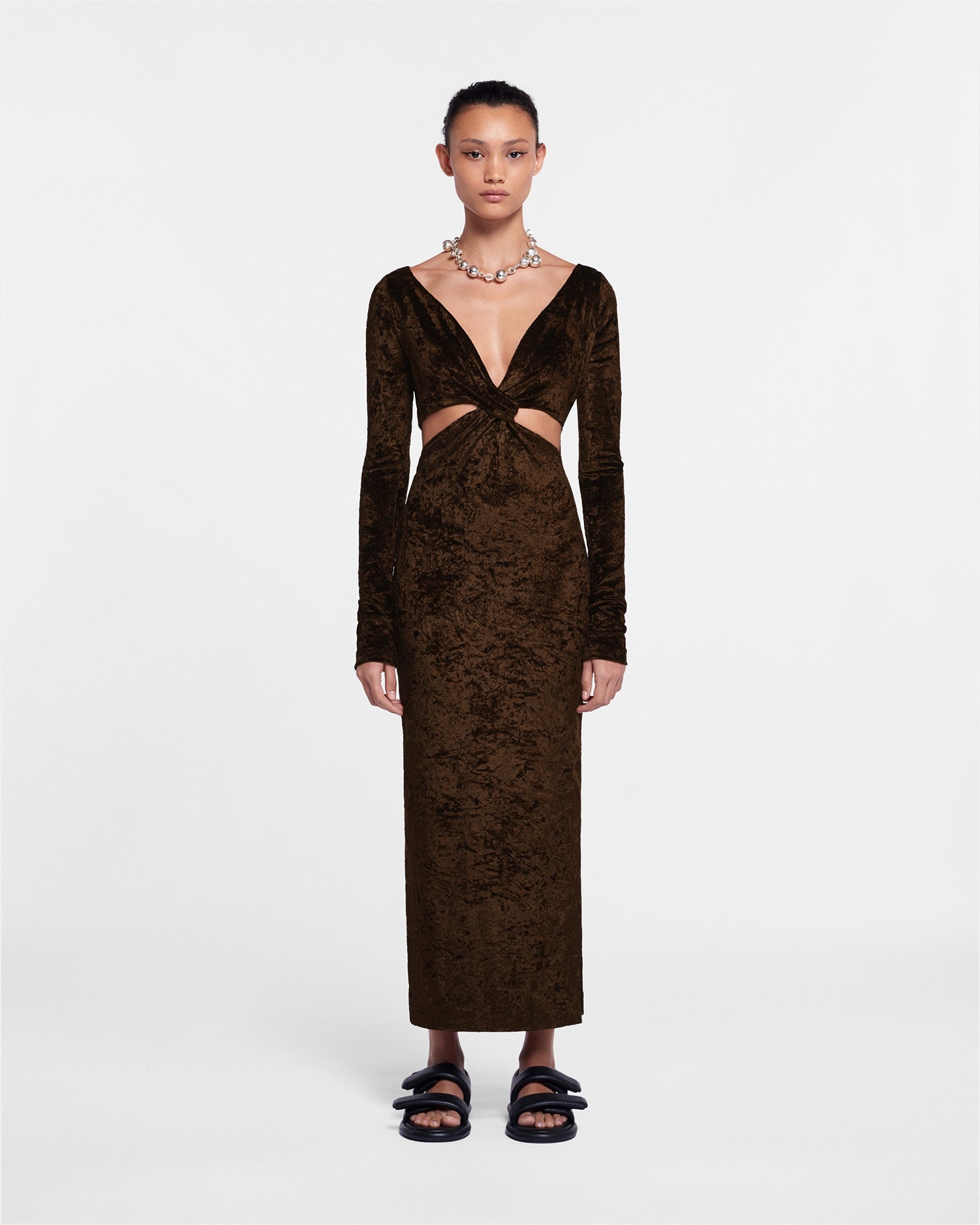 Cut-Out Crushed-Velvet Dress - 1