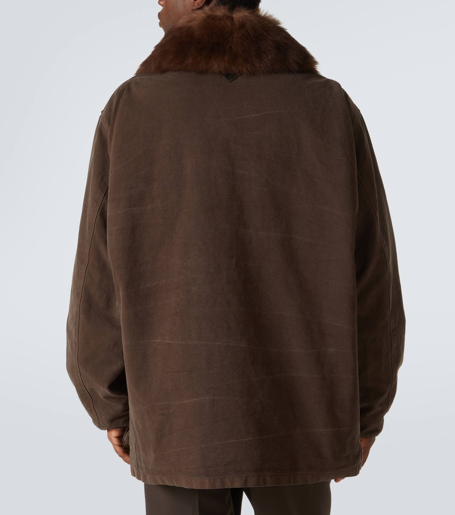 Shearling-trimmed cotton canvas jacket - 4