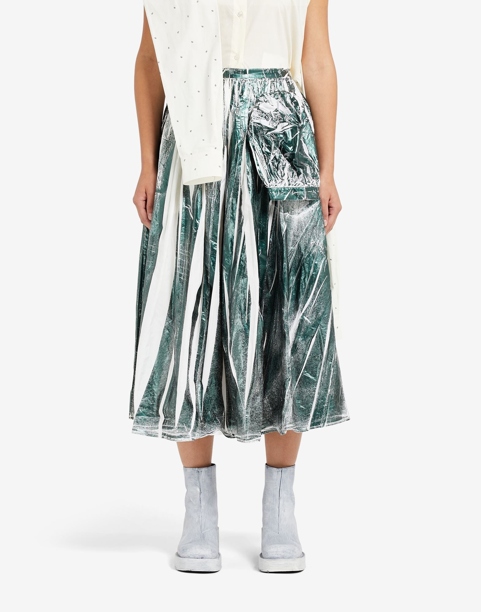 Gathered skirt with hanging sleeves - 5