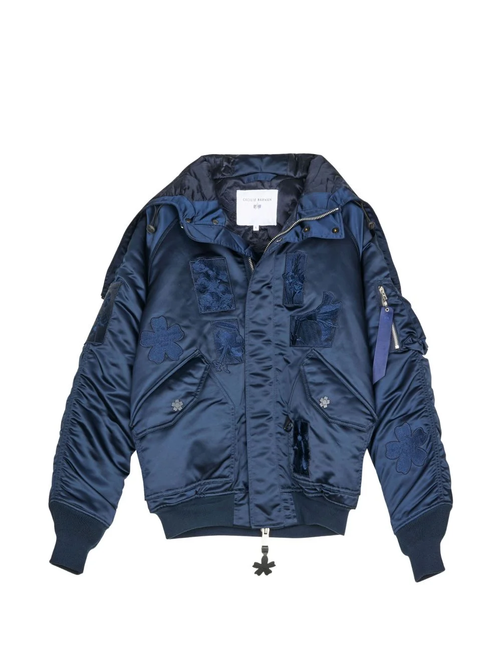 floral patch bomber jacket - 1