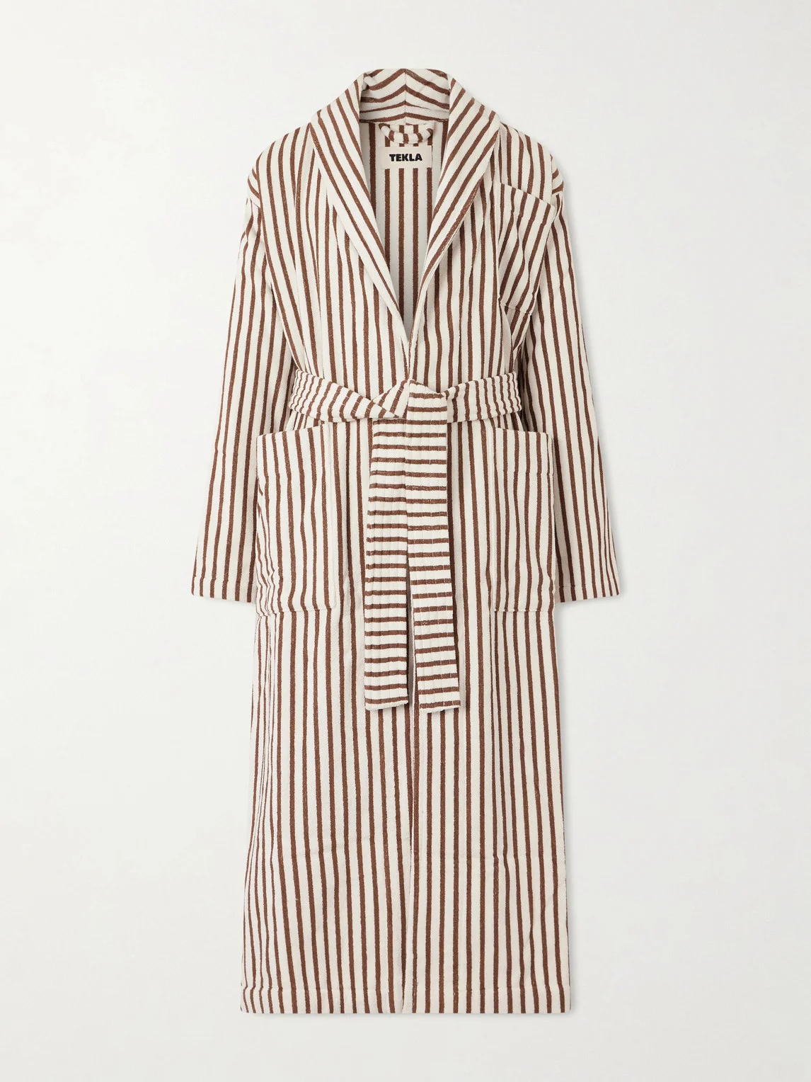 Belted Striped Organic Cotton-Terry Robe - 1