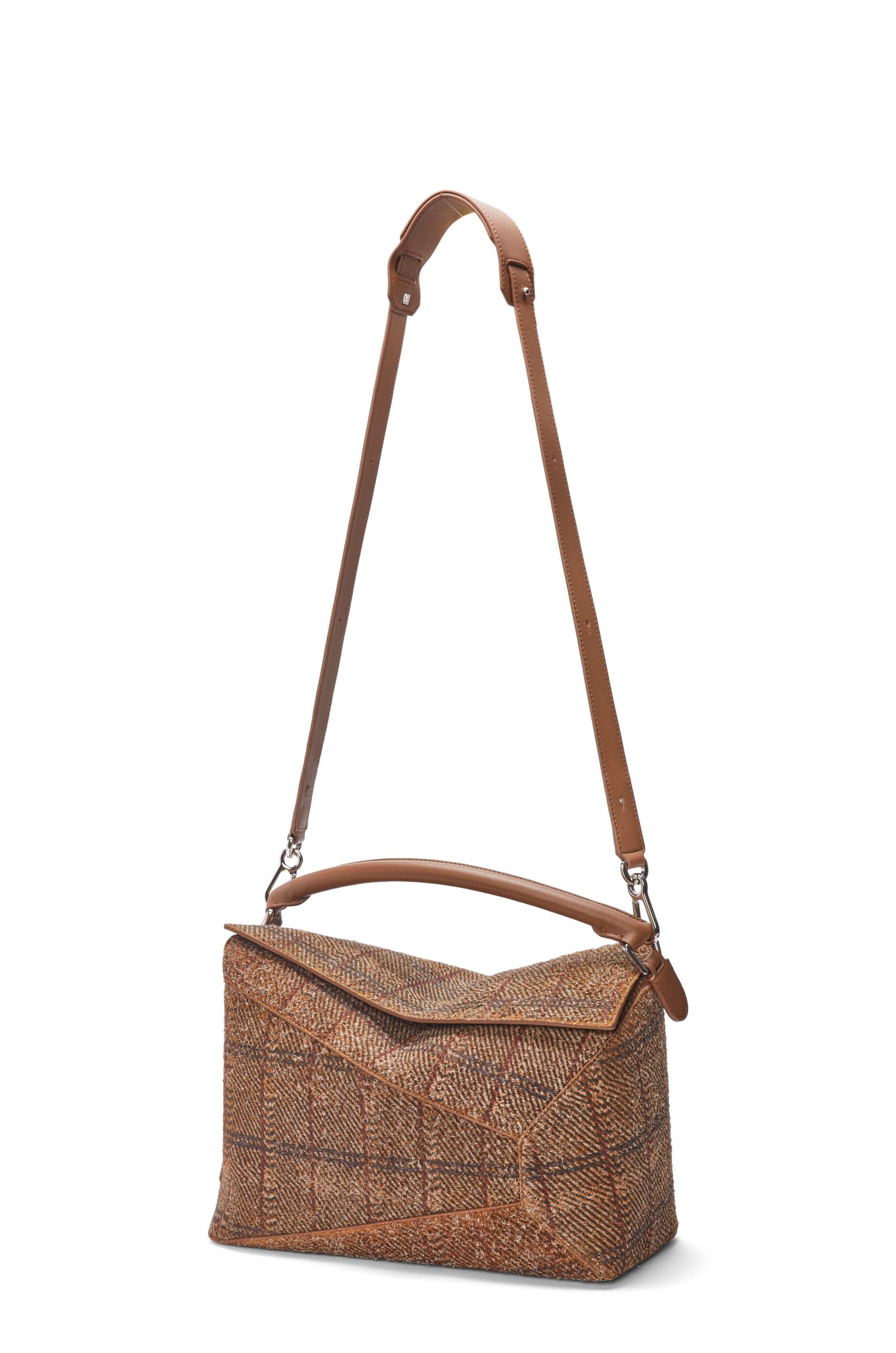 Large Puzzle bag in tartan brushed suede - 5