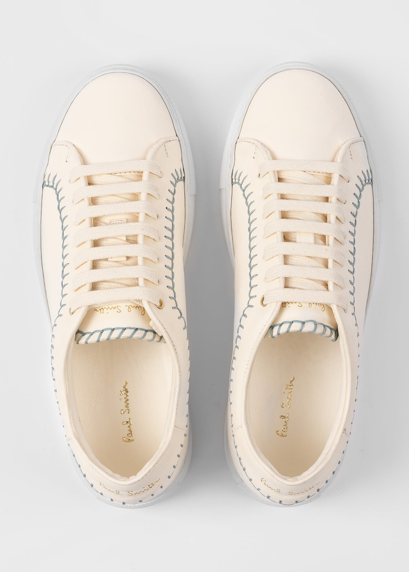 Ecru Contrasting Stitch 'Basso' Trainers 5